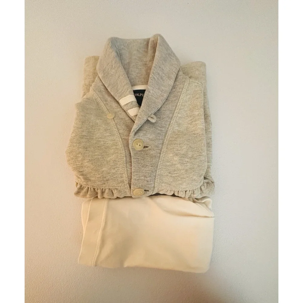 Ralph Lauren Girls 18M 2pc Knit Cardigan & Leggings Set Gray/Ivory
